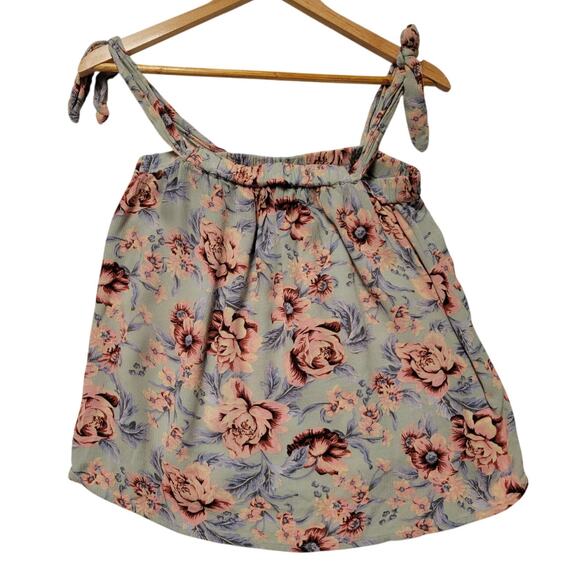 NWOT American Eagle Rose Floral Tank Top Coconut‎ Girl Beachy Summer Women's M - Picture 1 of 5